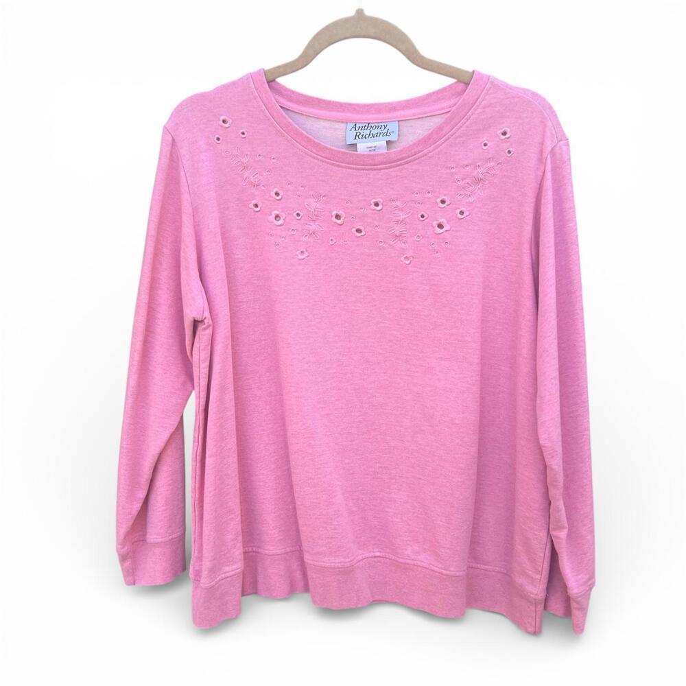 Vintage 90s Pink Embroidered Crewneck Sweatshirt